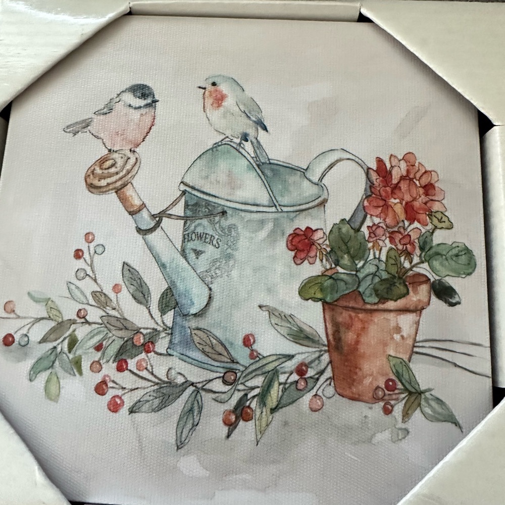 Floral Watering Can Canvas Art